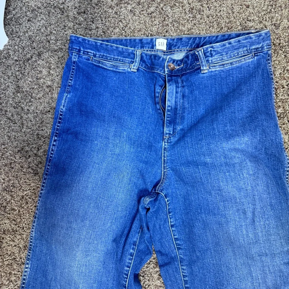 Gap High Rise Wide Leg Crop Jeans Medium Indigo Denim Size 16/33